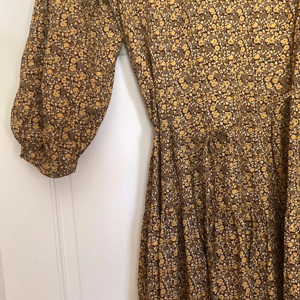 Christy Dawn Floral Wrap Maxi Dress in Brown and Yellow - Picture 4 of 4
